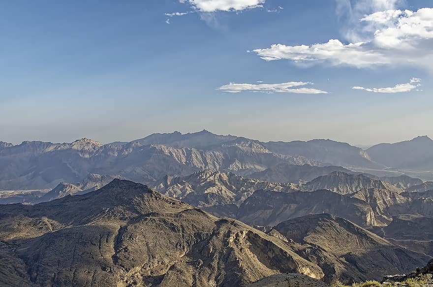 Berge, Gebirge, Abenteuer, Wandern, draußen, Felsen, Oman, region ad dakhiliyah, Al Hajar Berge, Landschaft, Himmel