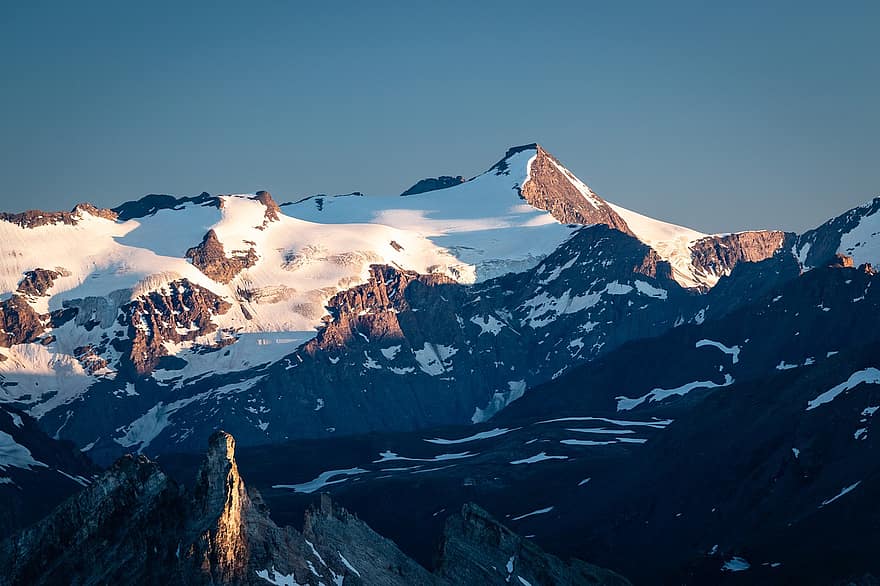berg-, top, Alpen, gletsjer, sneeuw, zonsopkomst, alpinisme, Frankrijk, Albaron, hemel, landschap