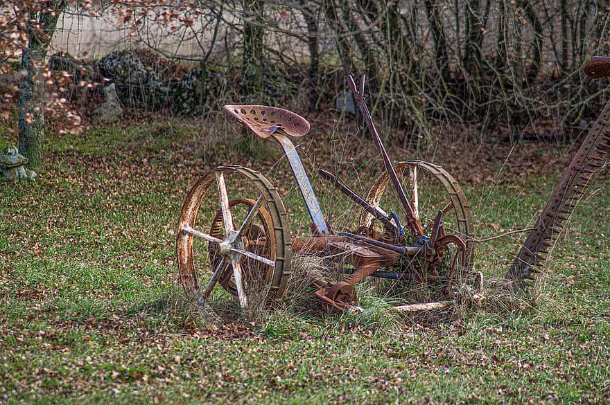 Agricultural, Plowing, Farmer, Cultivate, Nature, Rural, Land, wheel, old, grass, old-fashioned