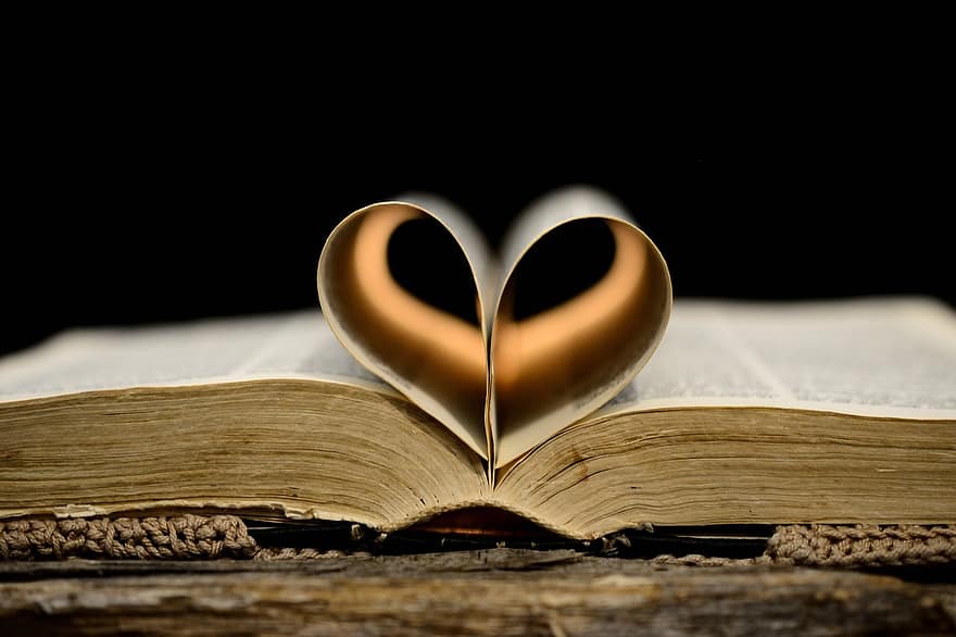hjärta, bok, sidor, utbildning, visdom, berättelse