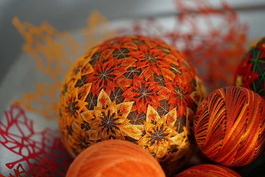 arte, mestiere, artigianato, fatto a mano, stringa, arancia, autunno, decorazione