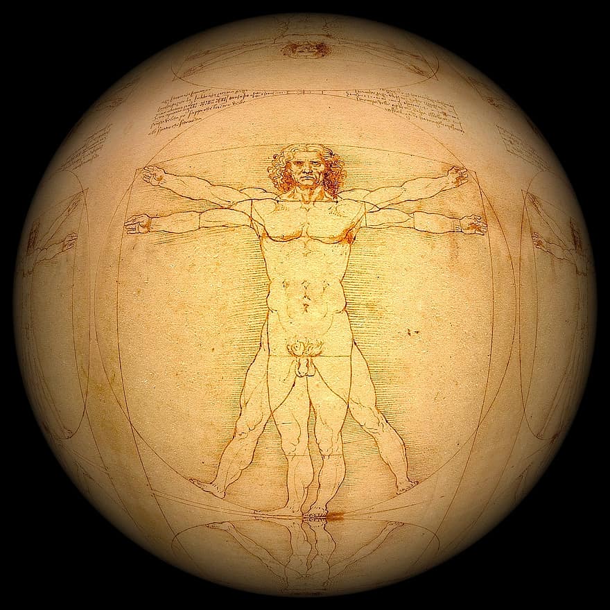 Mensch, Leonardo da Vinci, der vitruvianische Mann, homo vitruvianus, vitruvianische Figur, Zeichnung