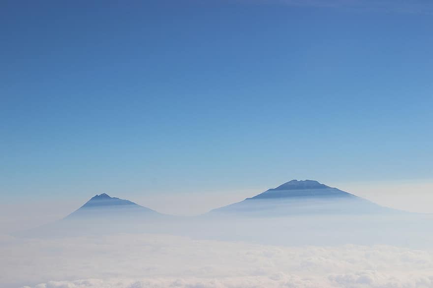 montagne, picco, nuvole, cielo, mare di nuvole, nebbia, nebbioso, vertice, catena montuosa, scenario, panoramico