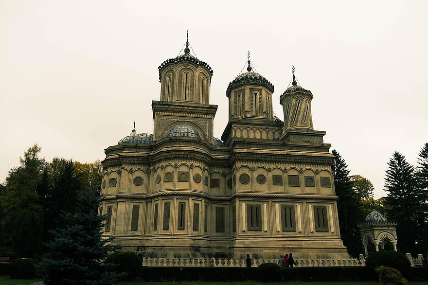 kloster, byggnad, strukturera, gammal, rumänien, arges, religion
