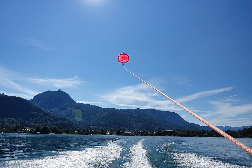 parasailing, Příroda, rekreace, jezero, jezero wolfgang, strobl, Rakousko