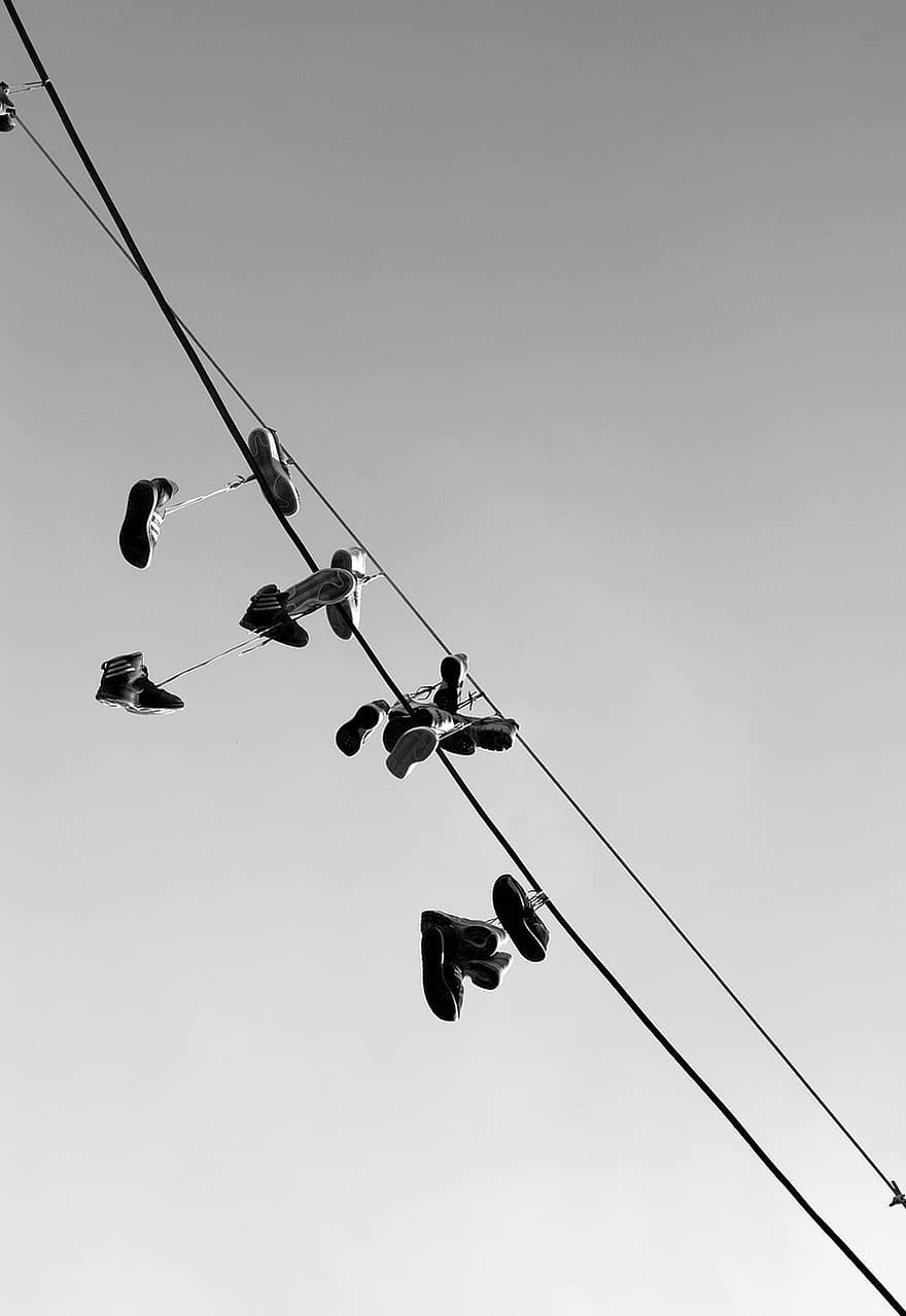 Zapatos, urbano, cable