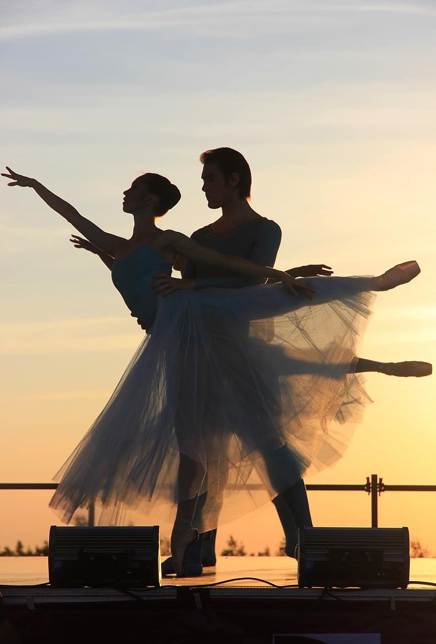 Ballet, Evening, Sunset, Dance, Couple, Sky, Summer, Twilight, Romance, Scene
