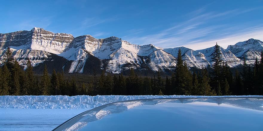les montagnes, neige, des arbres, conifère, hiver, paysage, chaîne de montagnes, campagne, la nature, champ de glace, Alberta