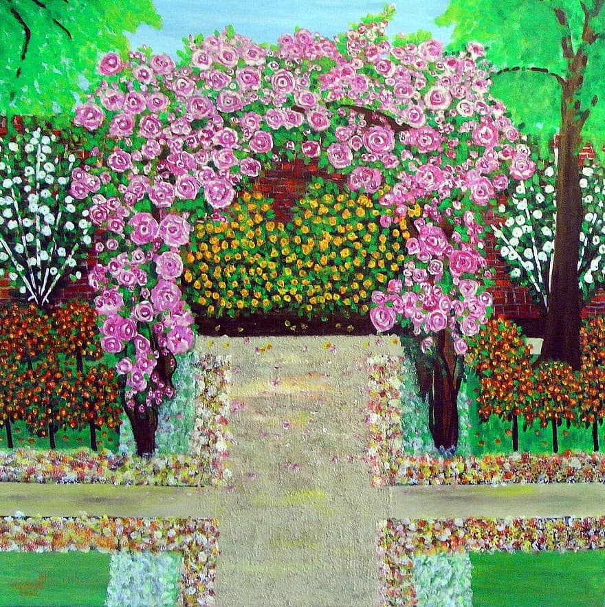 Park, Archway, Painting, Image, Art, Paint, Color, Artistically, Image Painting, Artists, Composition