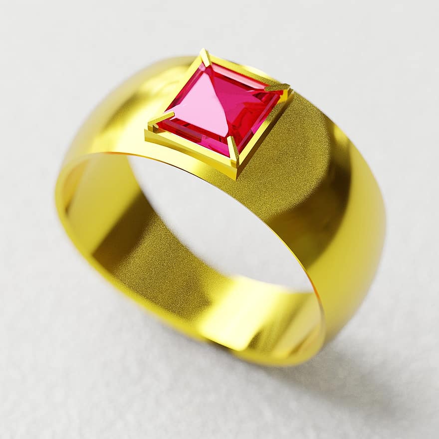 prsten, rubín, zlato, šperky, drahokam, klenot, luxus, módní doplněk, detailní, kov