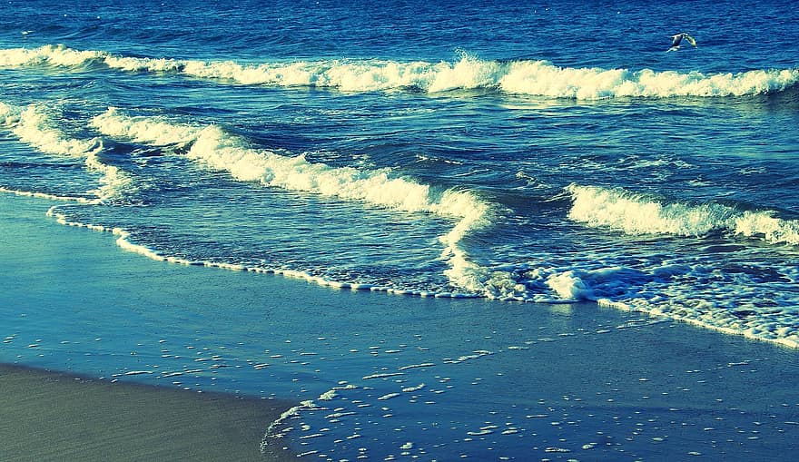 hav, ocean, bølger, strand, udendørs, paradis, bestemmelsessted, bølge, vand, blå, sommer