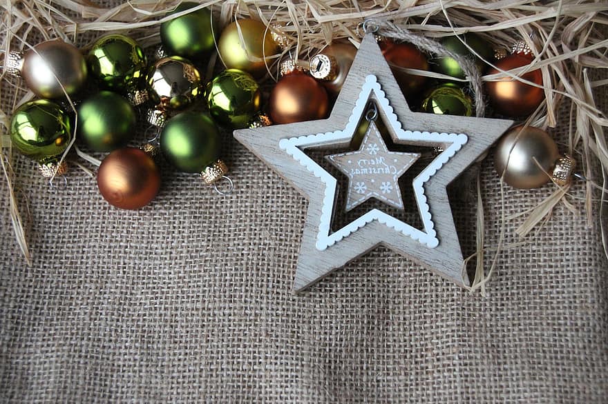 Nadal, ornaments, decoració, estrelles, fusta, christbaumkugeln