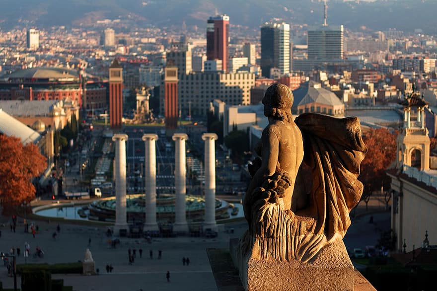 Площа Іспанії, Барселона, статуя, Іспанія, скульптура, площа, місто, міський, історичний