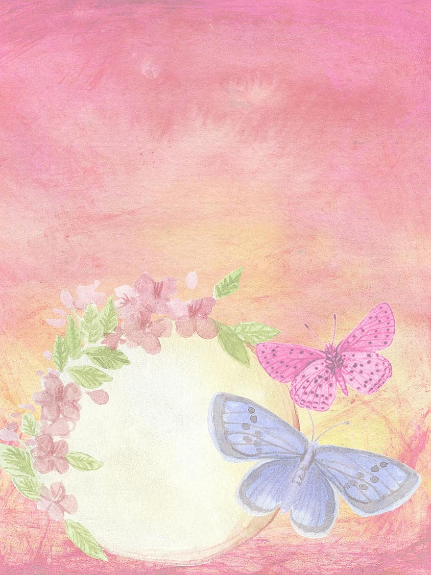 motýl, motýlů, modrý, papír, růžový, měkký, romantický, tapeta na zeď, zápisníku, Pozadí, textura