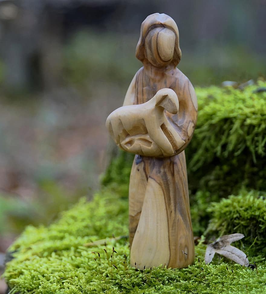 Wooden Carving, Olive Wood Carving, Wooden Statue, statue, sculpture, small, grass, green color, toy, wood, figurine