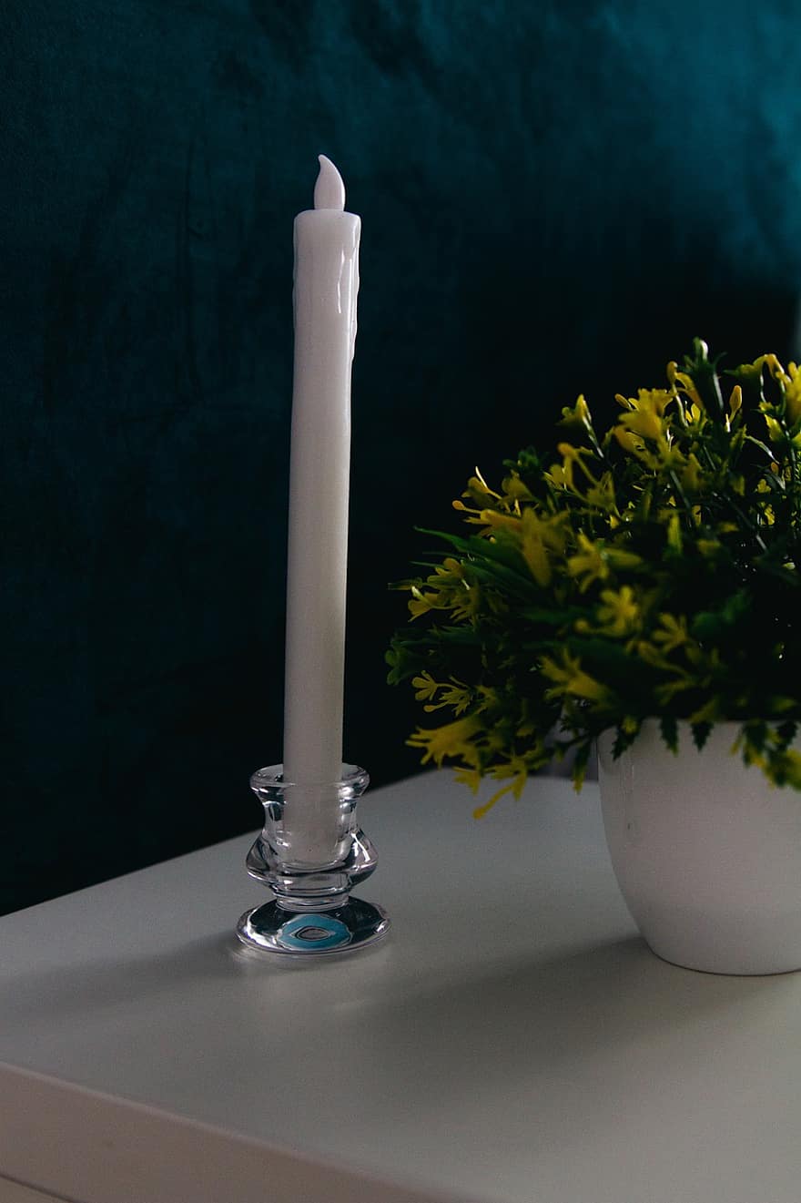 svíčka, dekorace, lavice, stůl