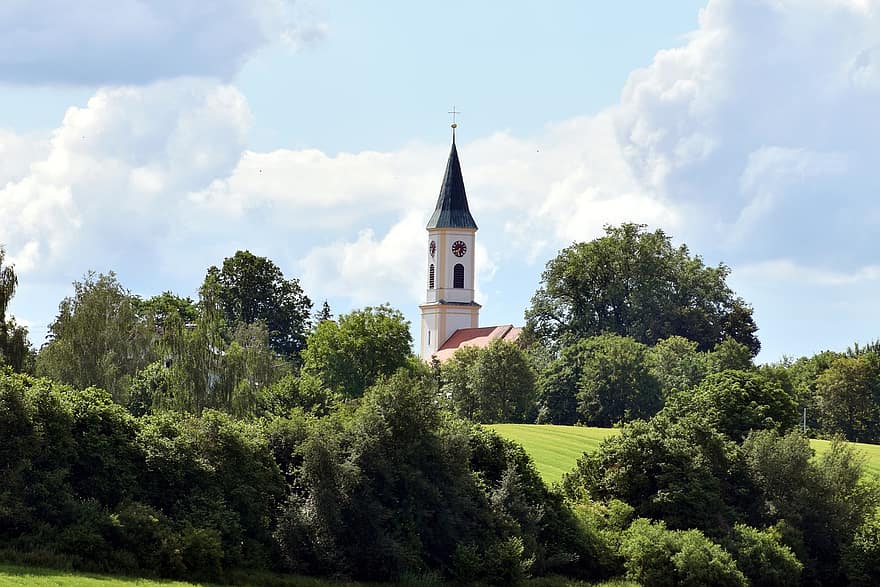 Pilgr Church Of The Assumption Birth, Αστείο Hausen, ενοριακή εκκλησία, Εκκλησία, καμπαναριό, θρησκεία, αρχιτεκτονική, Βαυαρία, εκκλησίες, παρεκκλήσι, Γερμανία