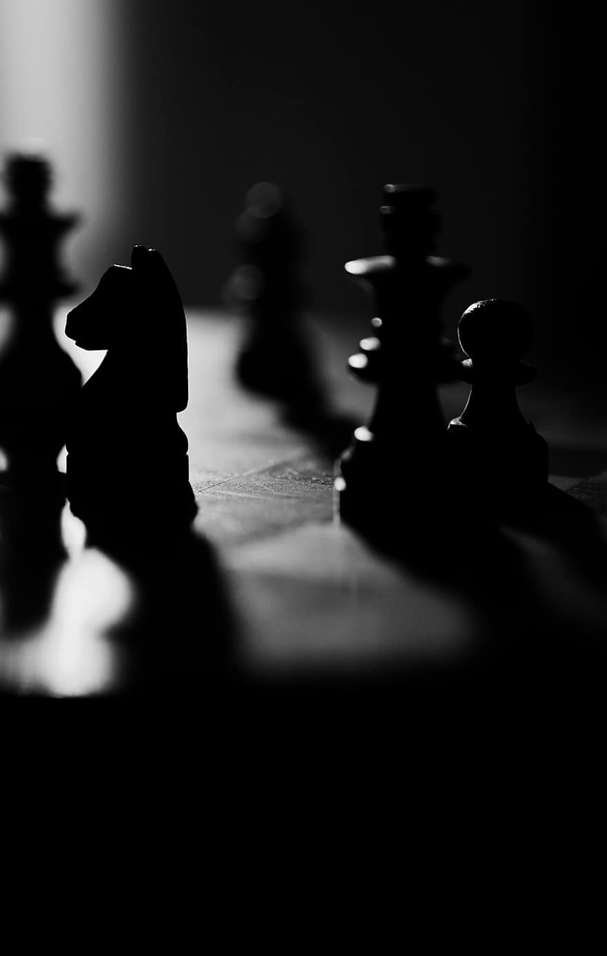 satranç, monokrom, oyun, strateji