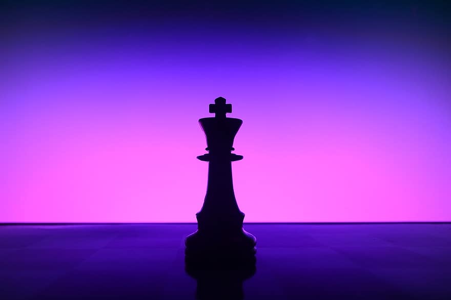 ajedrez, Rey, figura, juego, tablero, rosado, púrpura, estrategia, competencia, tablero de ajedrez, éxito