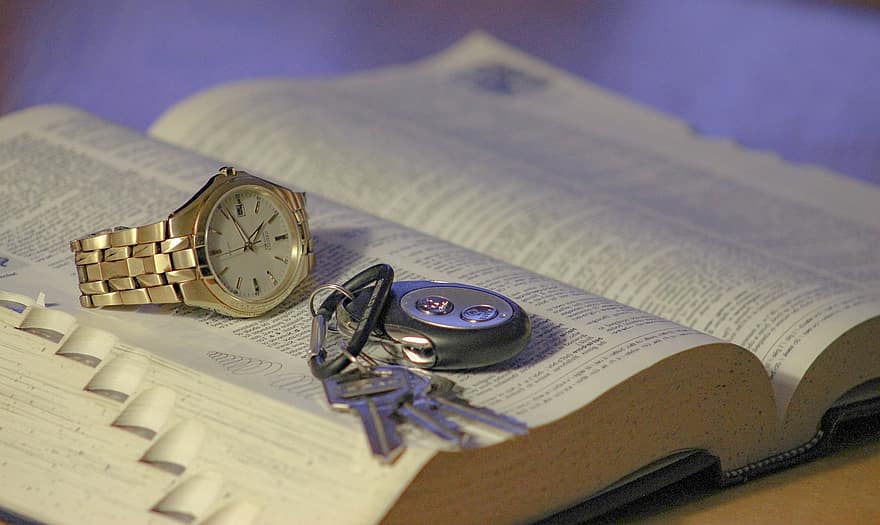 Watch, Keys, Book, Open Book, Education, Knowledge, Page, Wisdom, Reading, Paper, Dictionary