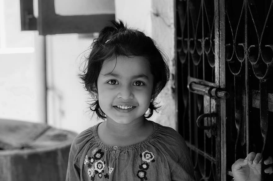 Little Girl, Smile, Monochrome, Face, Girl, Kid, Facial Expression, Happy, Child, Young, Childhood