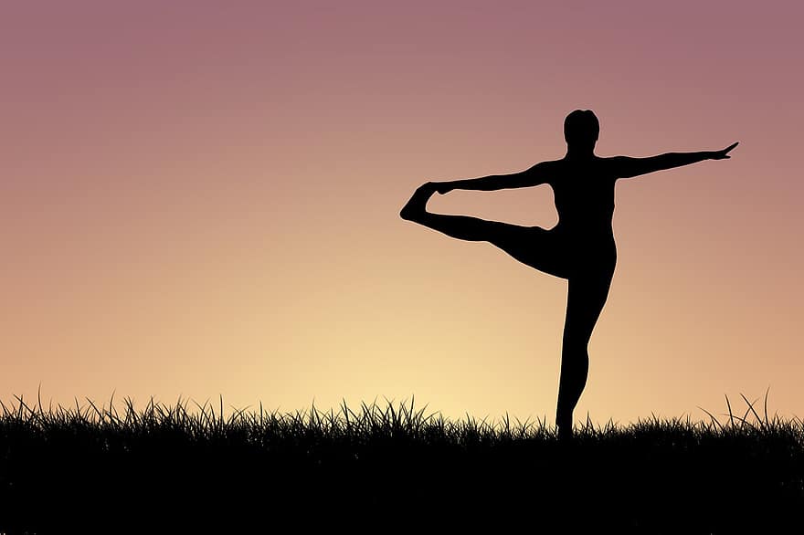 kobieta, joga, sylwetka, ćwiczenie, medytacja, zdatność, zdrowie, styl życia, relaks, ciało, osoba