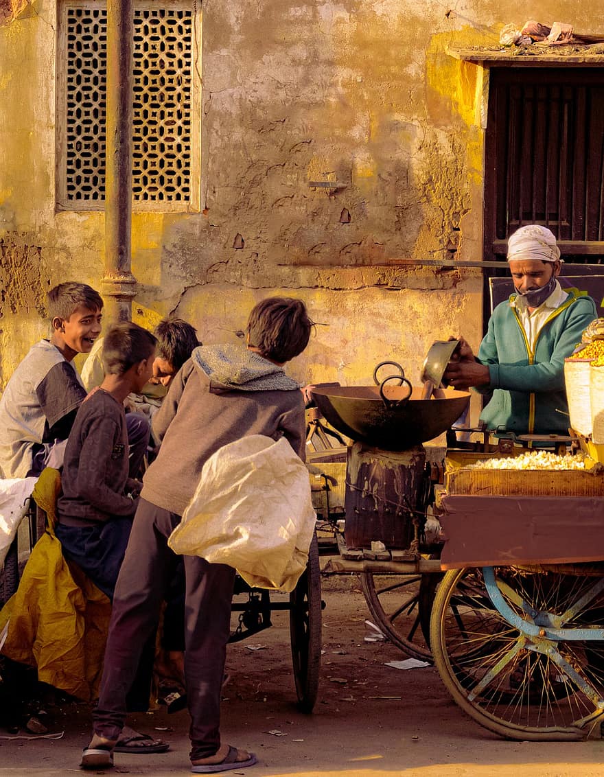 Man, Kids, City Streets, Streets Of India, India, cultures, men, indigenous culture, adult, africa, market vendor