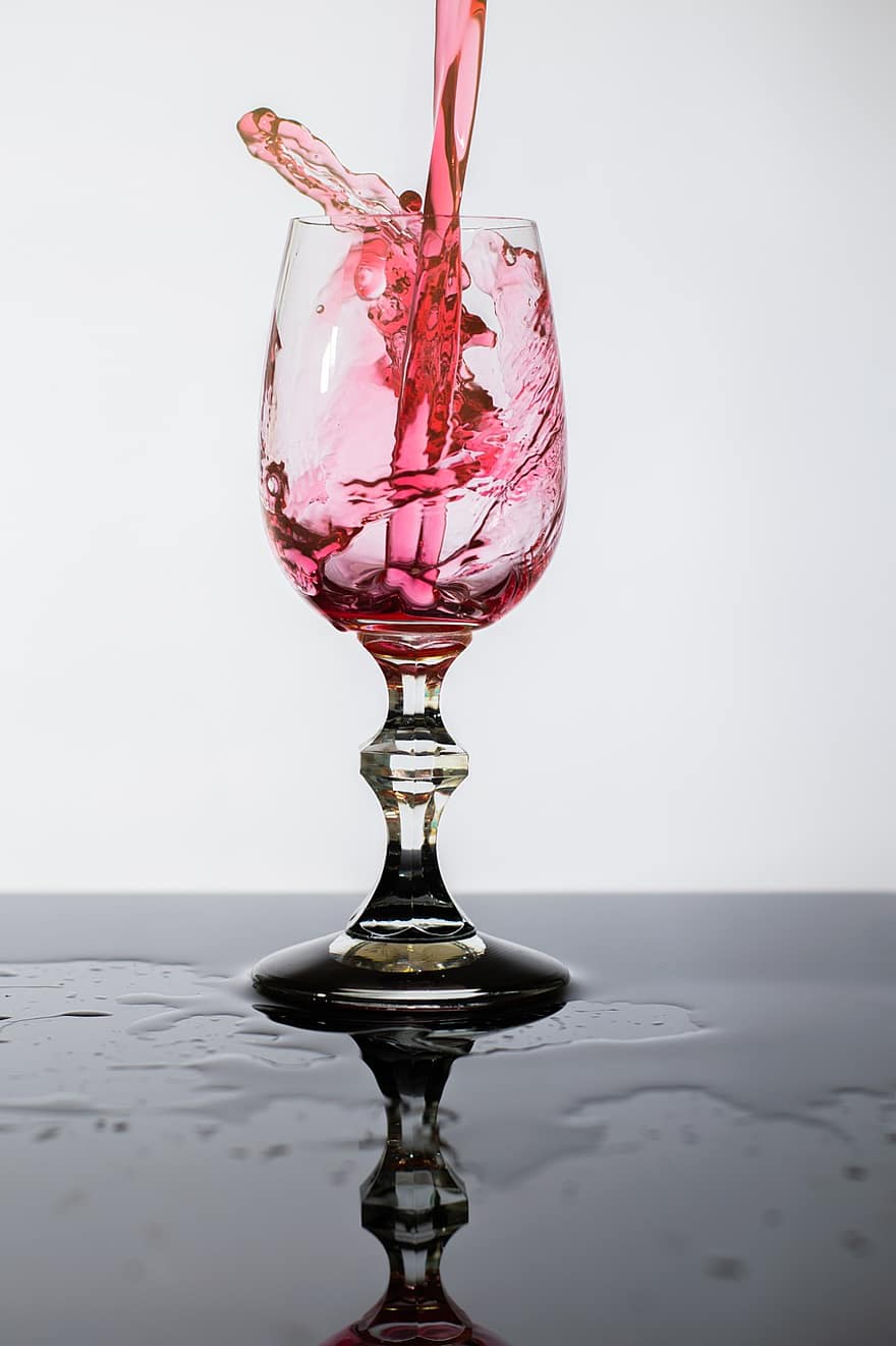 Glass, Wine, Juice, Liquid, Water, Shadow, Reflection, Mirror