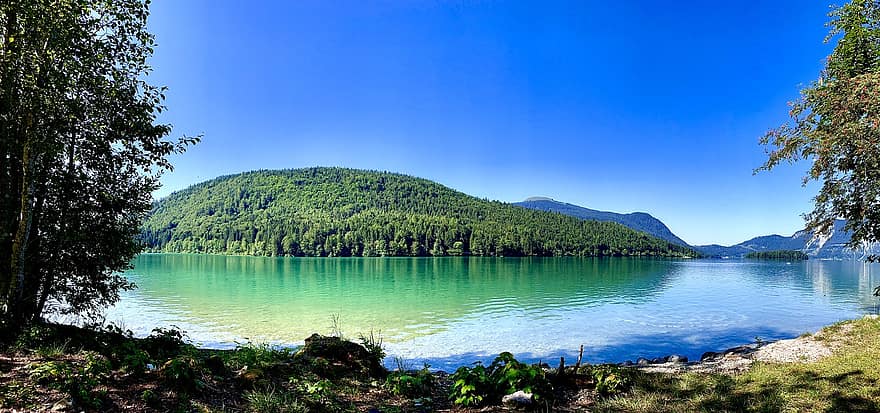 озеро, Германия, Walchensee, альпийское озеро, бавария, природа, летом, лес, пейзаж, синий, воды