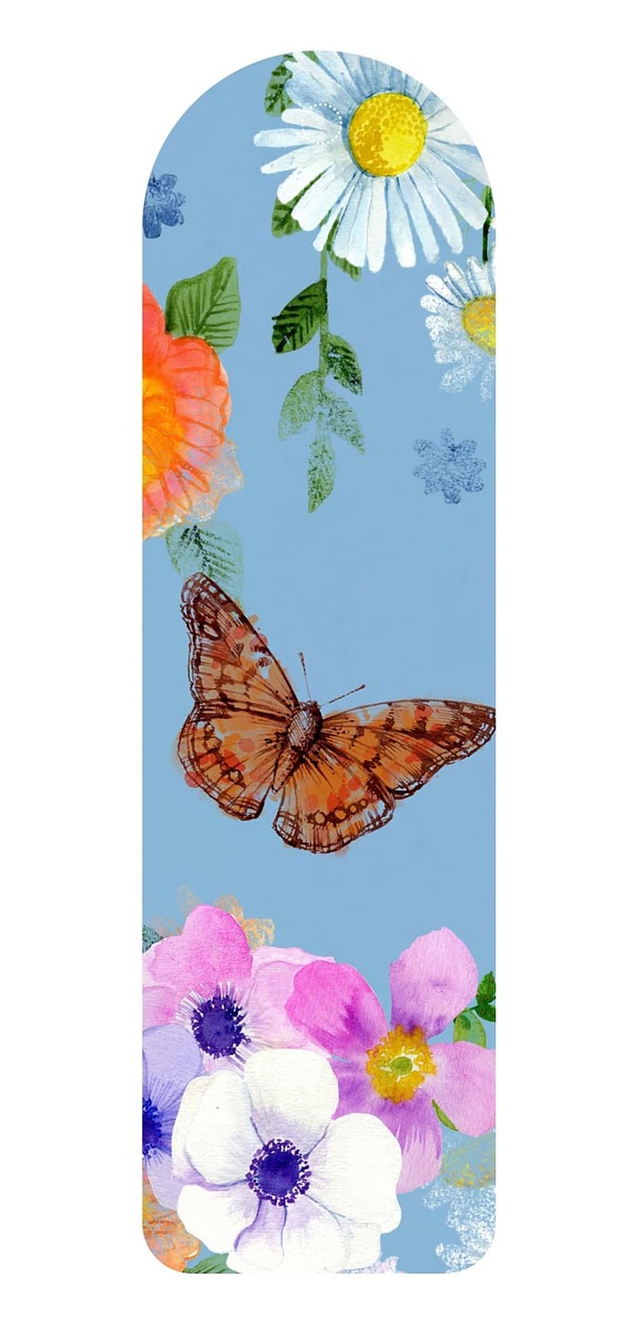 закладка, бабочка, цветок, маргаритка, художественный, шаблон, изолированный, дизайн, бумага, акварель, окрашенный
