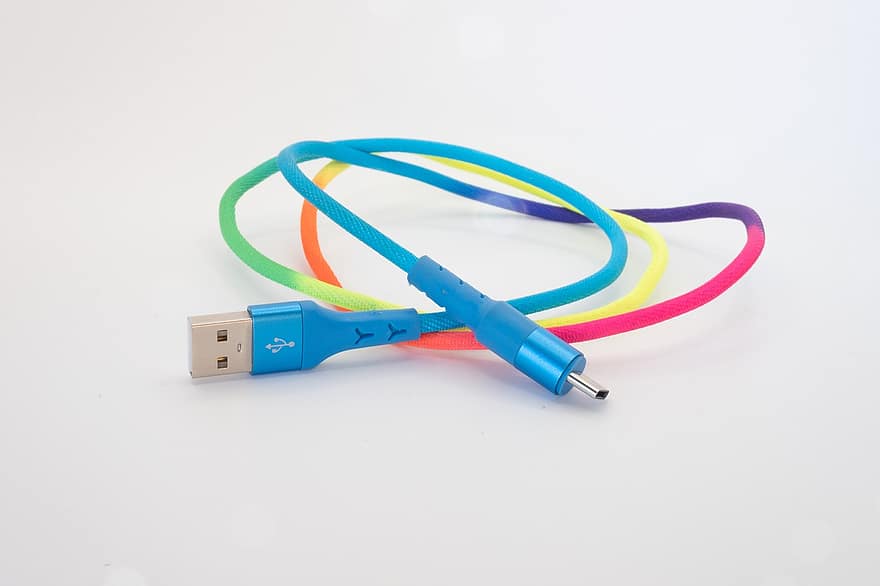 кабель, зарядный кабель, USB, электричество, соединение, энергия, цифровой, сеть, связь, многоцветный, нагрузка