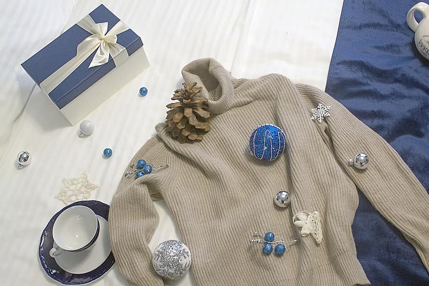 贈り物、ボックス、寝室、ベッド、愛、新年、クリスマス、中国の旧正月の装飾
