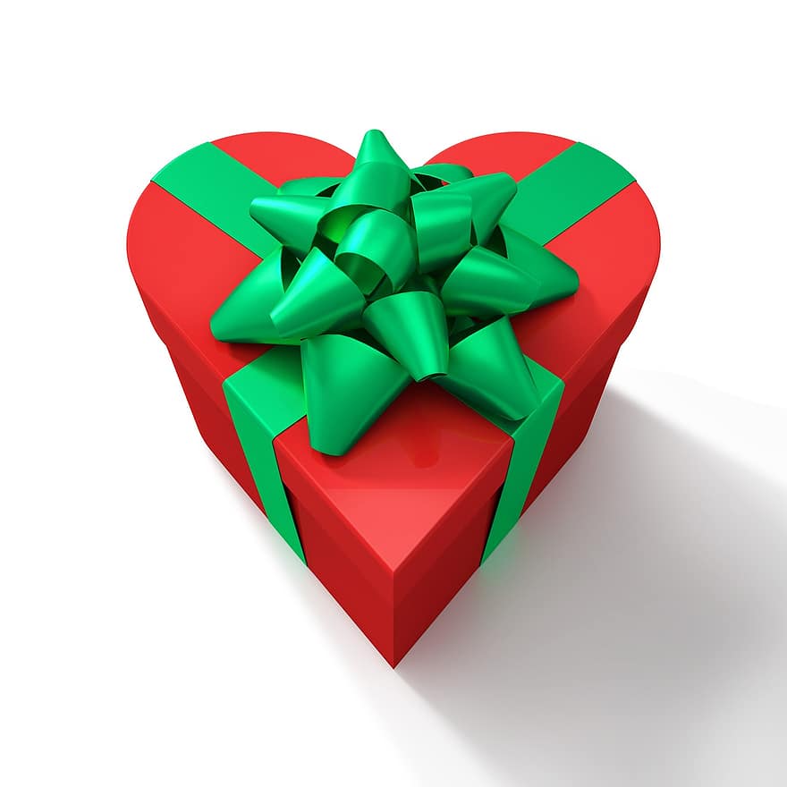 贈り物、記念日、お誕生日、弓、ボックス、お祝い、クリスマス、心臓、愛、母の日、パッケージ