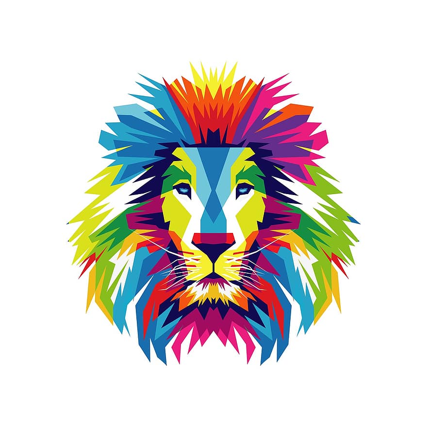 lleó, animal, colorit, art, decoració, dibuix, dibuixar, zoo, art pop, retrat, jungla