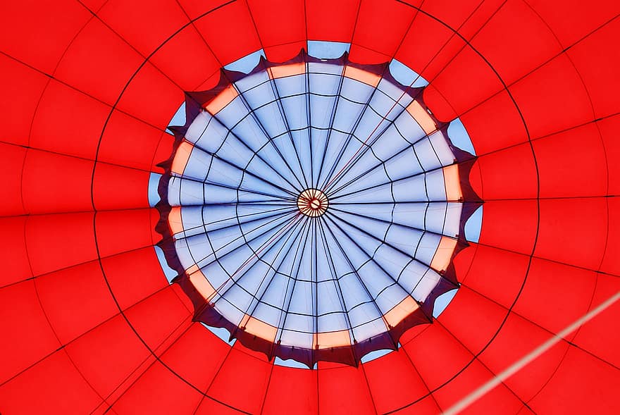 Hot Air Balloon, Flight, Detail, Red, Ballooning, Aviation, multi colored, backgrounds, architecture, fun, indoors