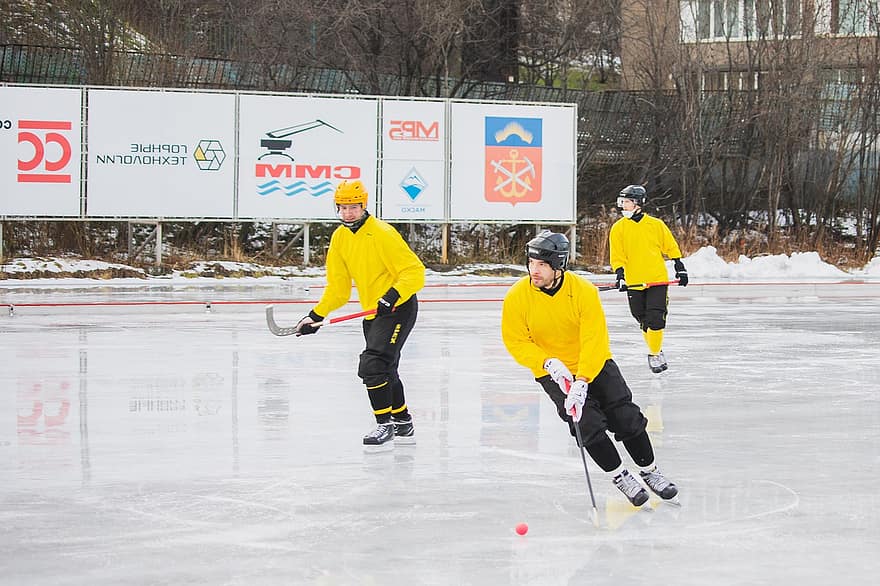 hokej, Sport, hokeiści, lód, zimowy, łyżwy, pole, na dworze, sport, Łyżwiarstwo, Hokej na lodzie