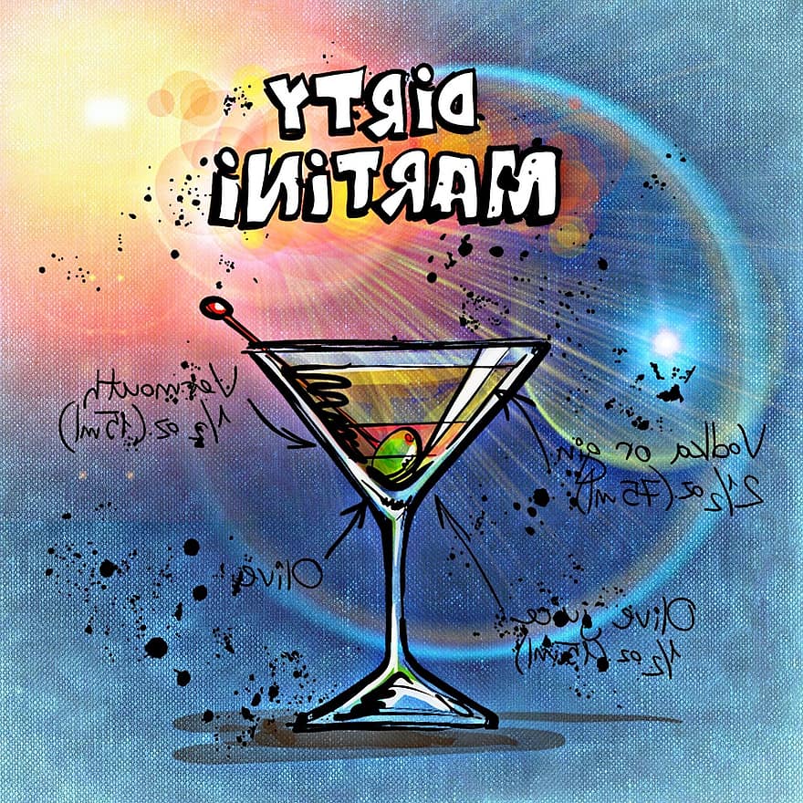 smutsig martini, cocktail, dryck, alkohol, recept, fest, alkoholhaltig