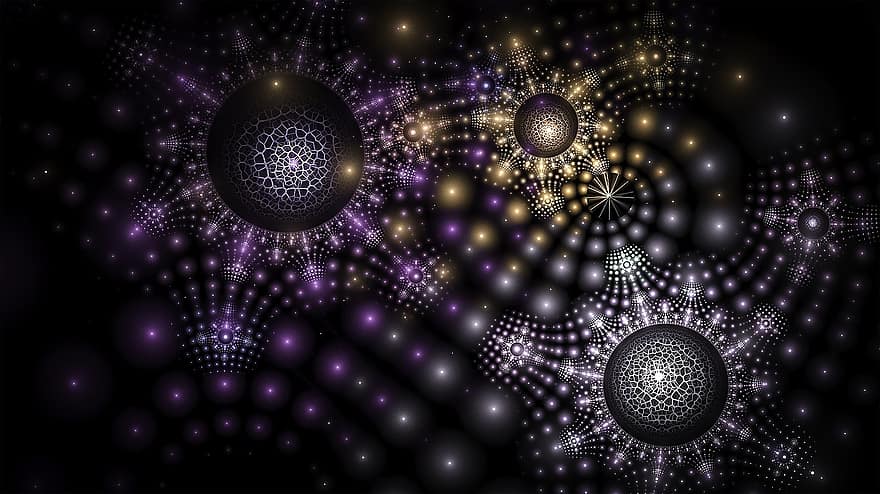 fractal, esferas, resplandecer, diseño, geométrico, arte fractal, arte negro