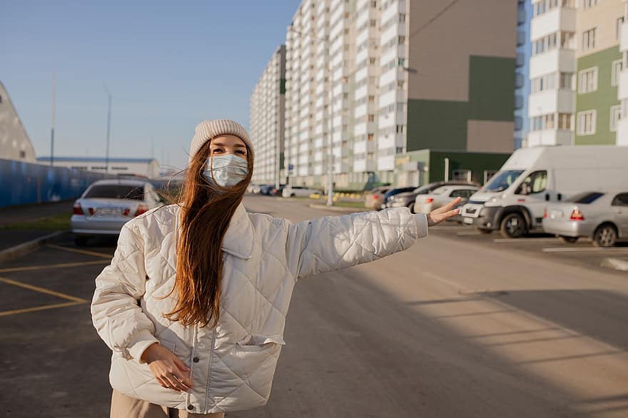 Woman, Young, Road, Mask, Travel, Street, Taxi, City, Girl, Lifestyle, Pandemic