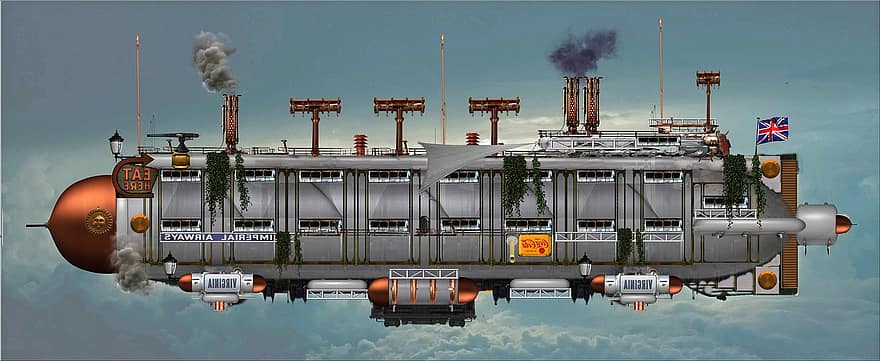 Airship, Steampunk, Dieselpunk, Atompunk, Steam, Science Fiction