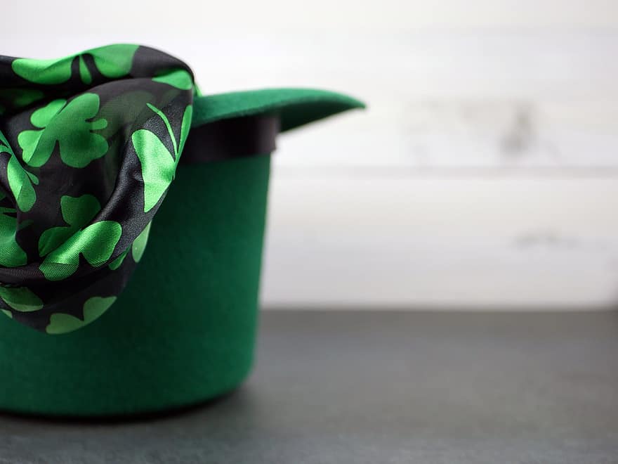 dia de São Patrick, chapéu, cachecol, irlandês, trevo, celebração, por sorte, verde, Arroz, cor verde, têxtil