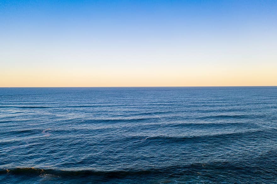 океан, море, заход солнца, горизонт, смеркаться, сумерки, природа, воды, небо, голубая вода, Океанские волны