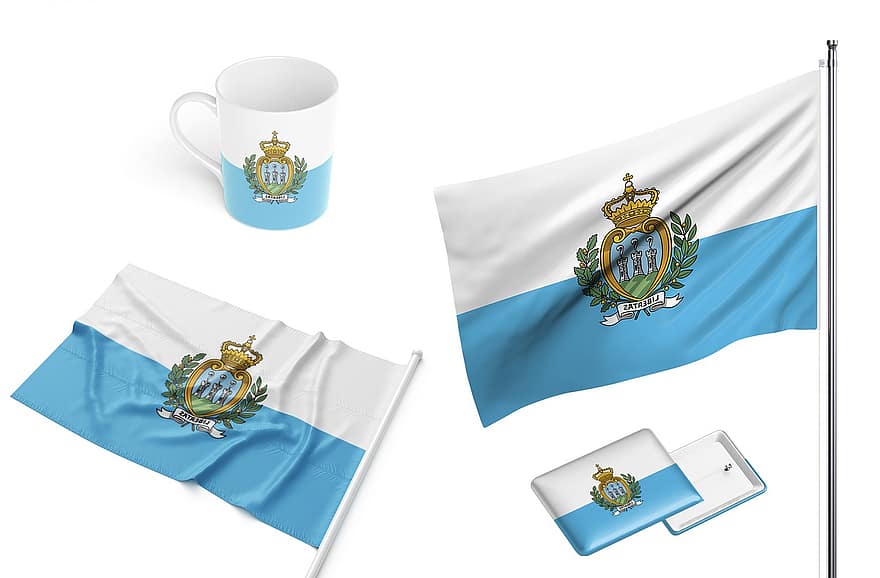 държава, флаг, Сан Марино, национален, символ