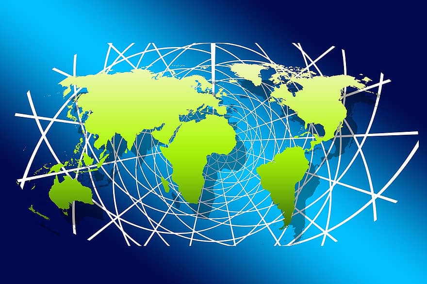 rede, pontos, linhas, continentes, terra, global, no mundo todo, internacional, interfaces, contato, sistema