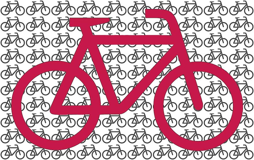 sepeda, grafis, terpencil, secara grafis, pola, tata letak, desain gambar, penuh warna, merah, riang, ceria