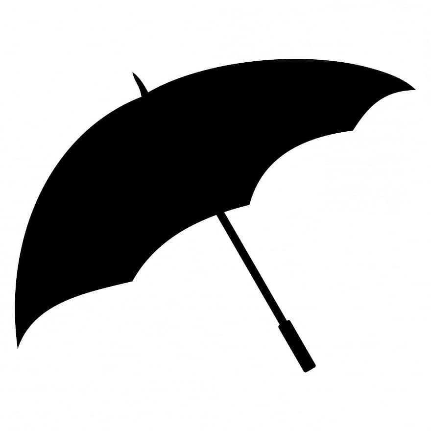 paraguas, negro, silueta, contorno, blanco