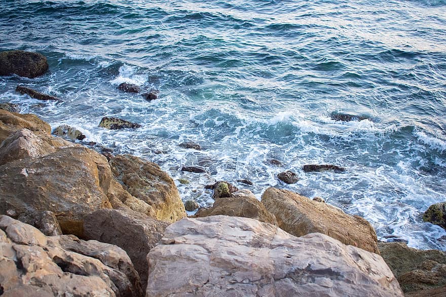 mer, des pierres, océan, côte, vague