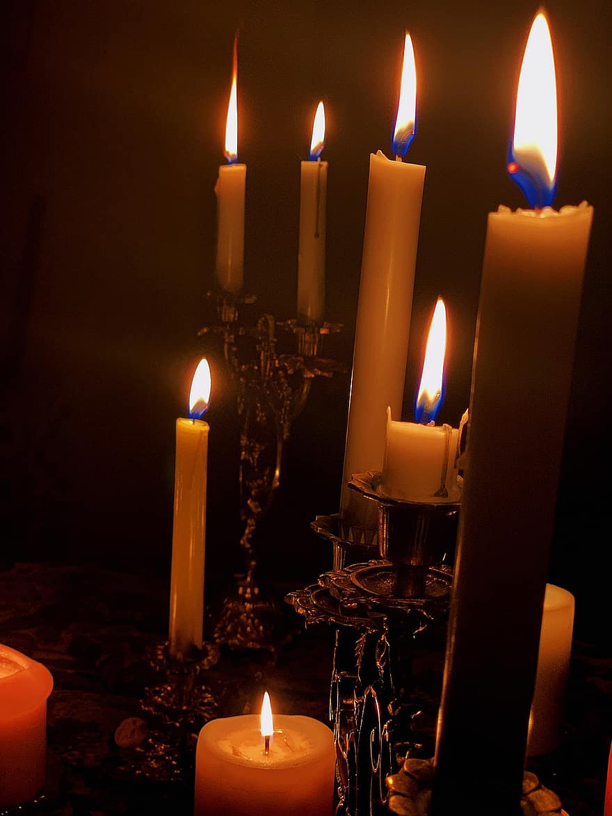 žvakės, liepsna, deginti, Ugnis, žvakidė