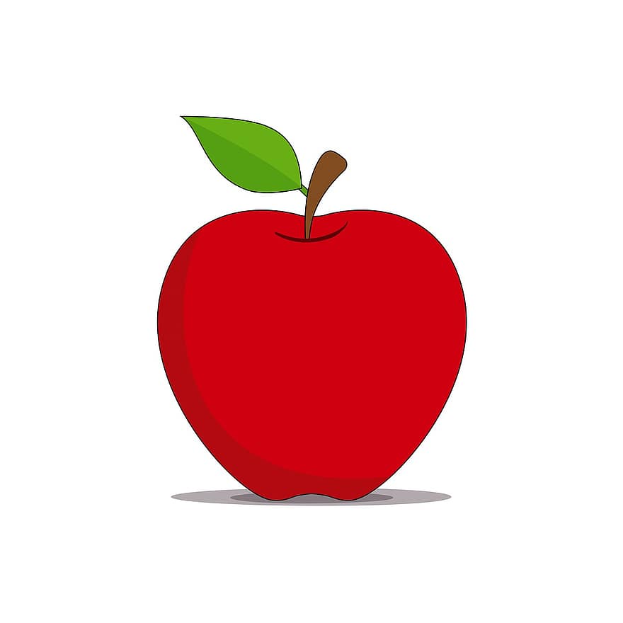 vaisiai, obuolys, maisto, sveikas, raudonas obuolys, piešimas, vitaminų, raudona, piktograma, lapai, šviežumas