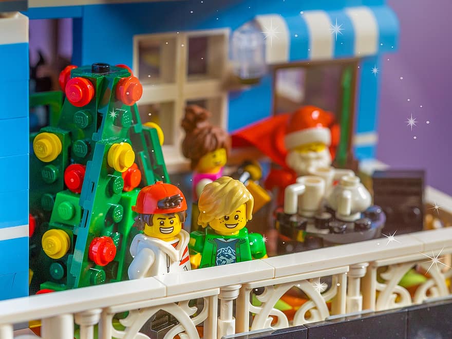 Lego, Coffee Shop Lego, Christmas Cafe Lego, Christmas Lego, toy, fun, child, celebration, cute, cheerful, smiling